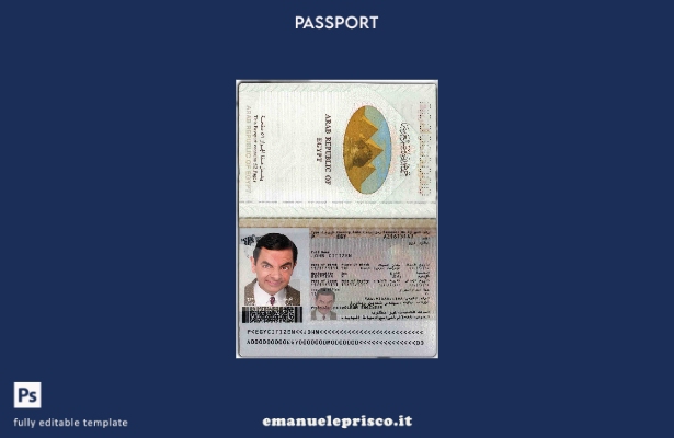 modello di passaporto egiziano in stile verificato